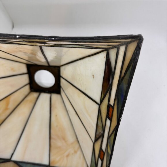Vintage Tiffany Style Mission Lamp Shade stained Glass 10.5" Square - Picture 12 of 14